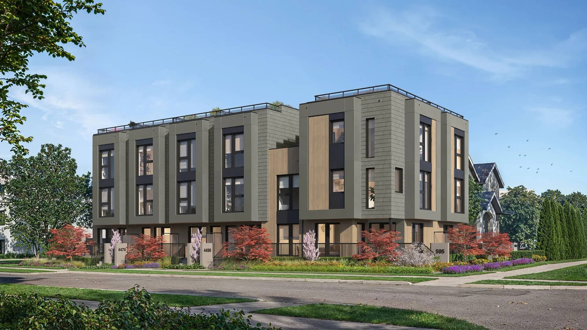 Nolia townhome exterior on Ash Street in South Cambie, Vancouver