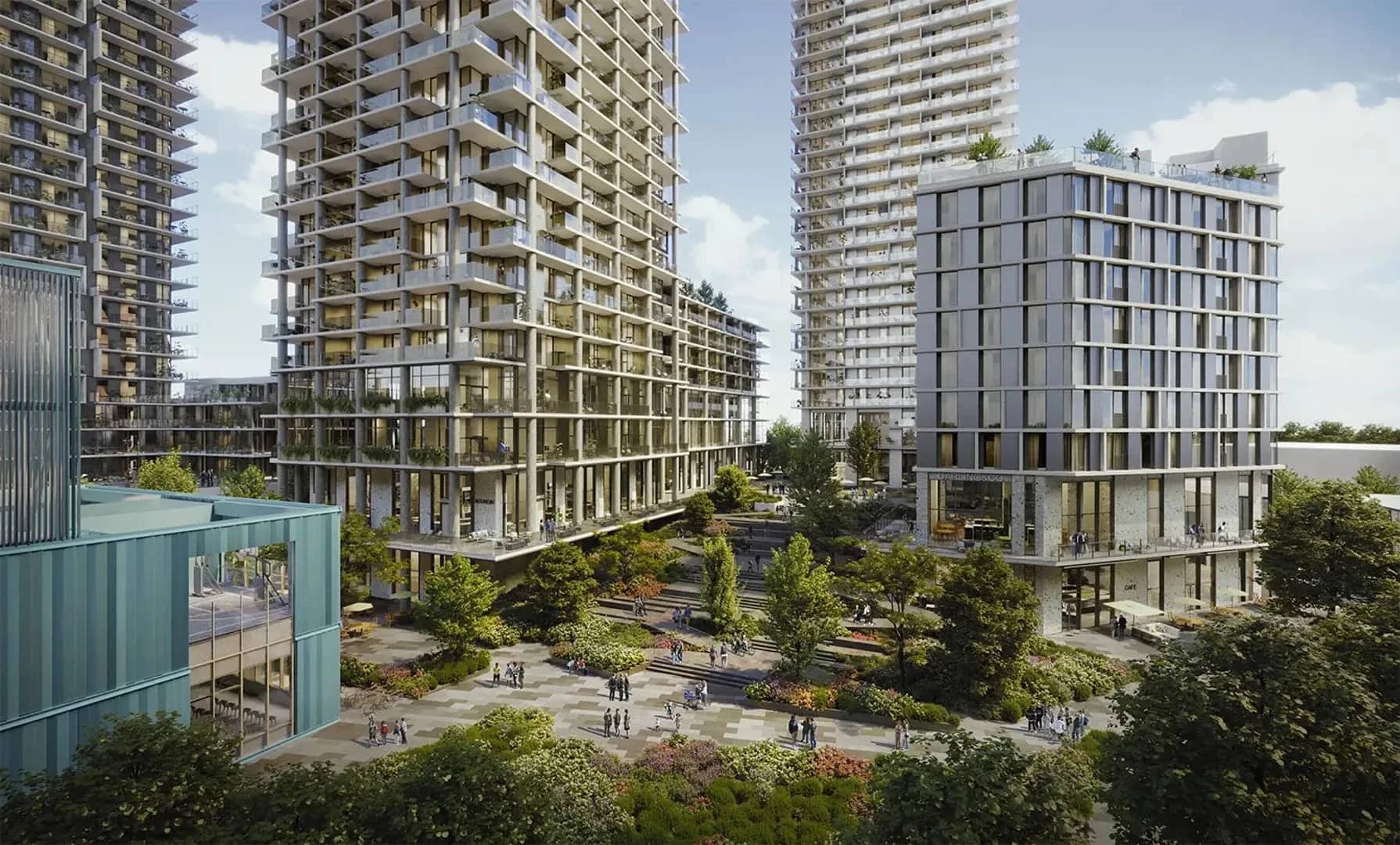 Brentwood Block exterior rendering in Burnaby