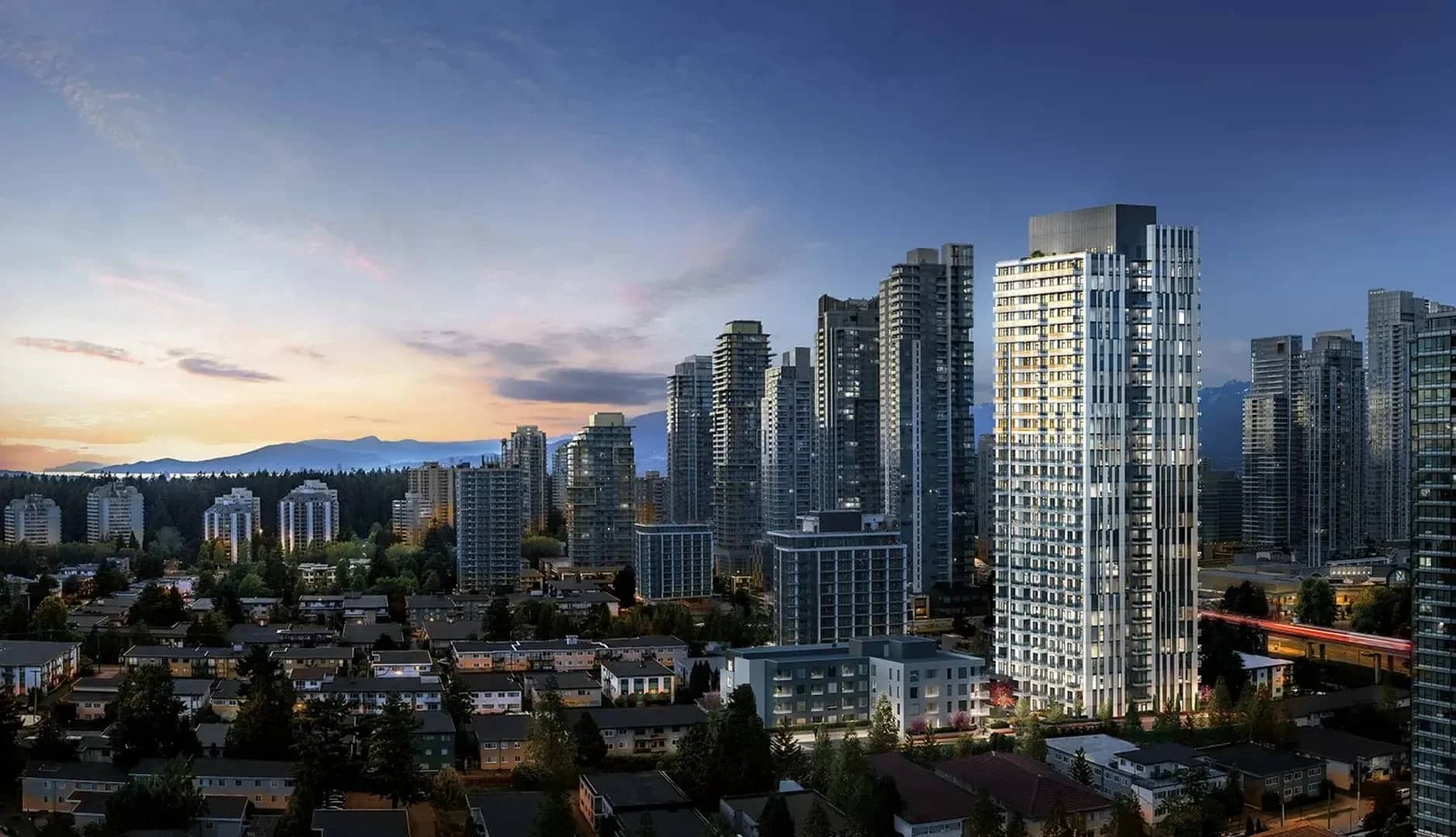 O2 Metrotown exterior rendering in Burnaby
