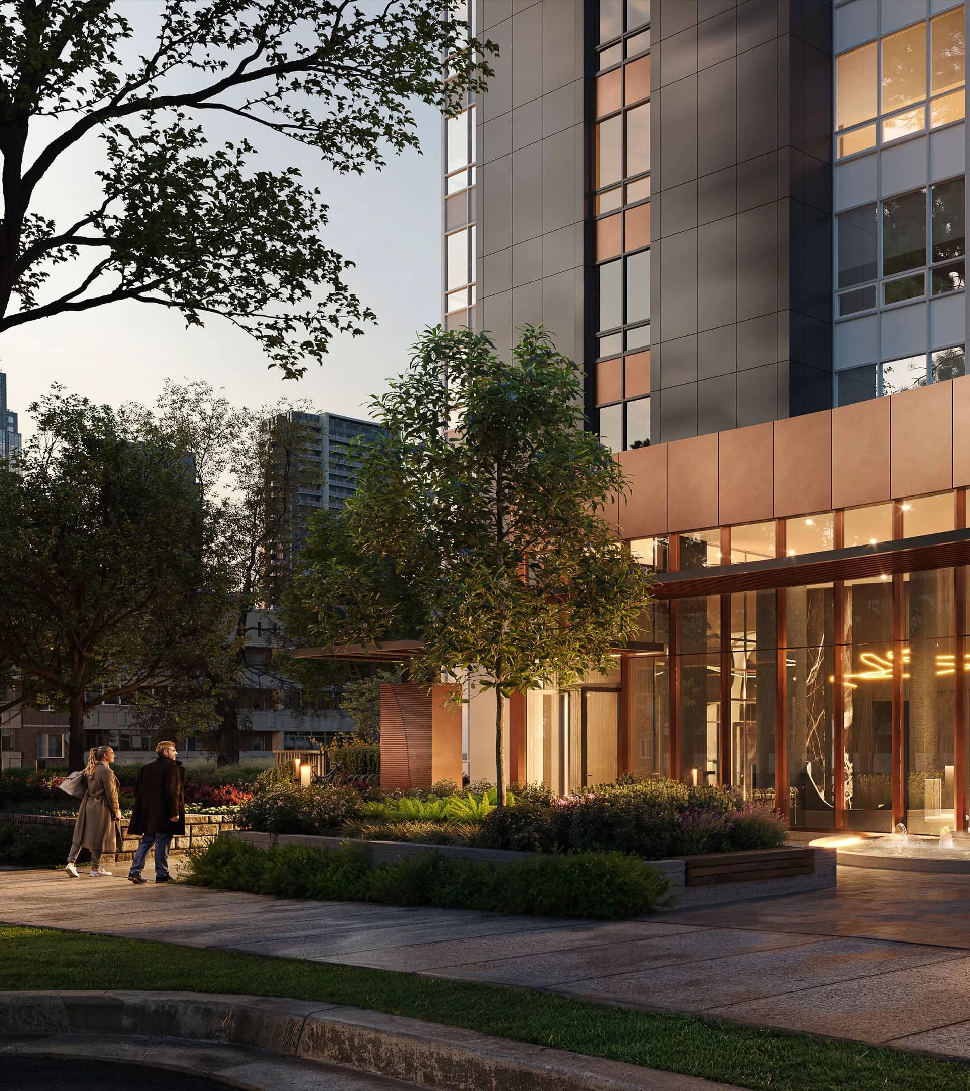 Onyx by Polygon tower exterior and entrance in Burnaby