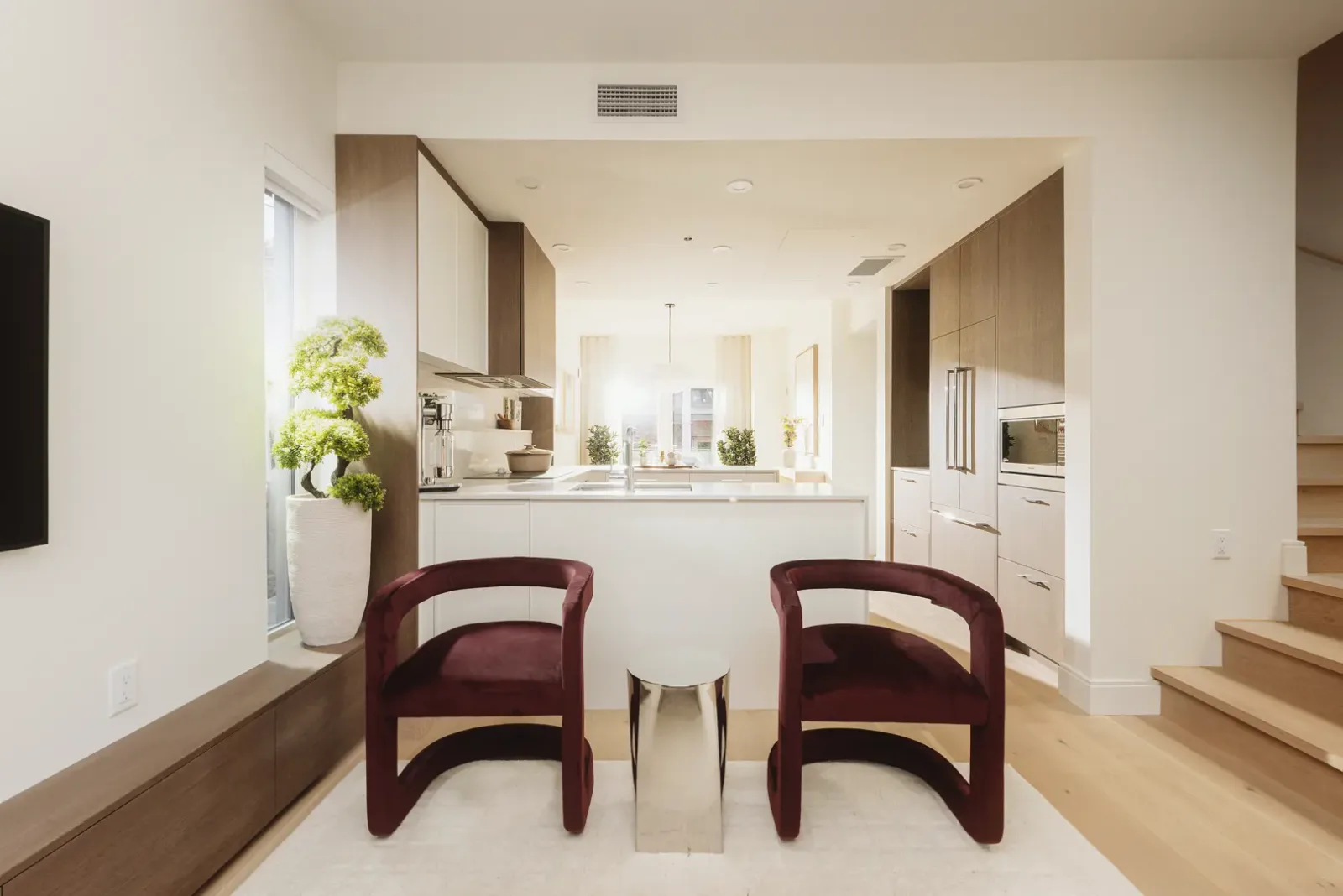 West 45th at Oakridge Town Centre kitchen and living interior in Vancouver